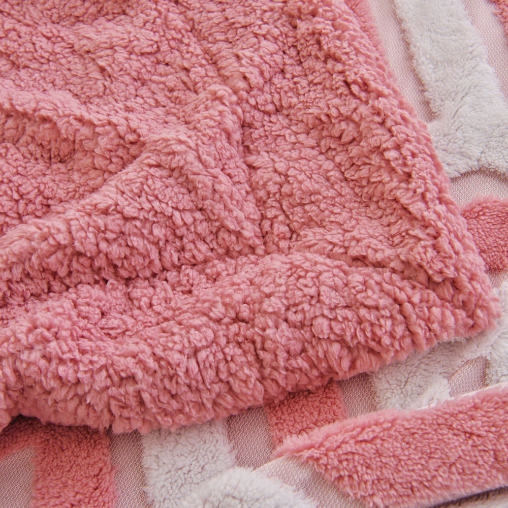 Double Layer Geometric Throw Blanket in Cotton-Poly Blend