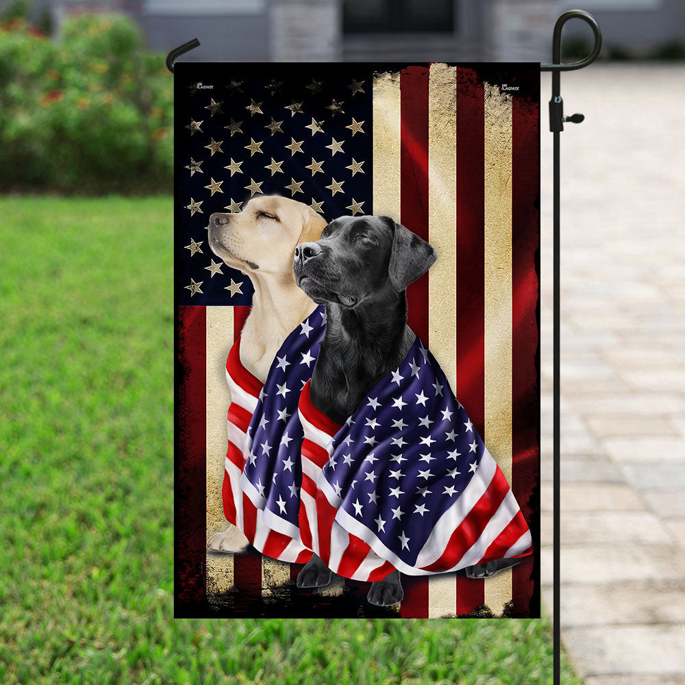 Black and Yellow Labrador Retriever Flag - American Patriot Design, Double-Sided Canvas, 3-Day Shipping