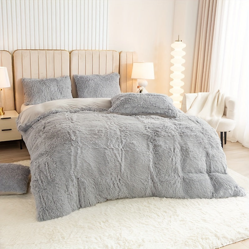 Ultra Soft Plush Duvet Cover Set with Zipper Closure