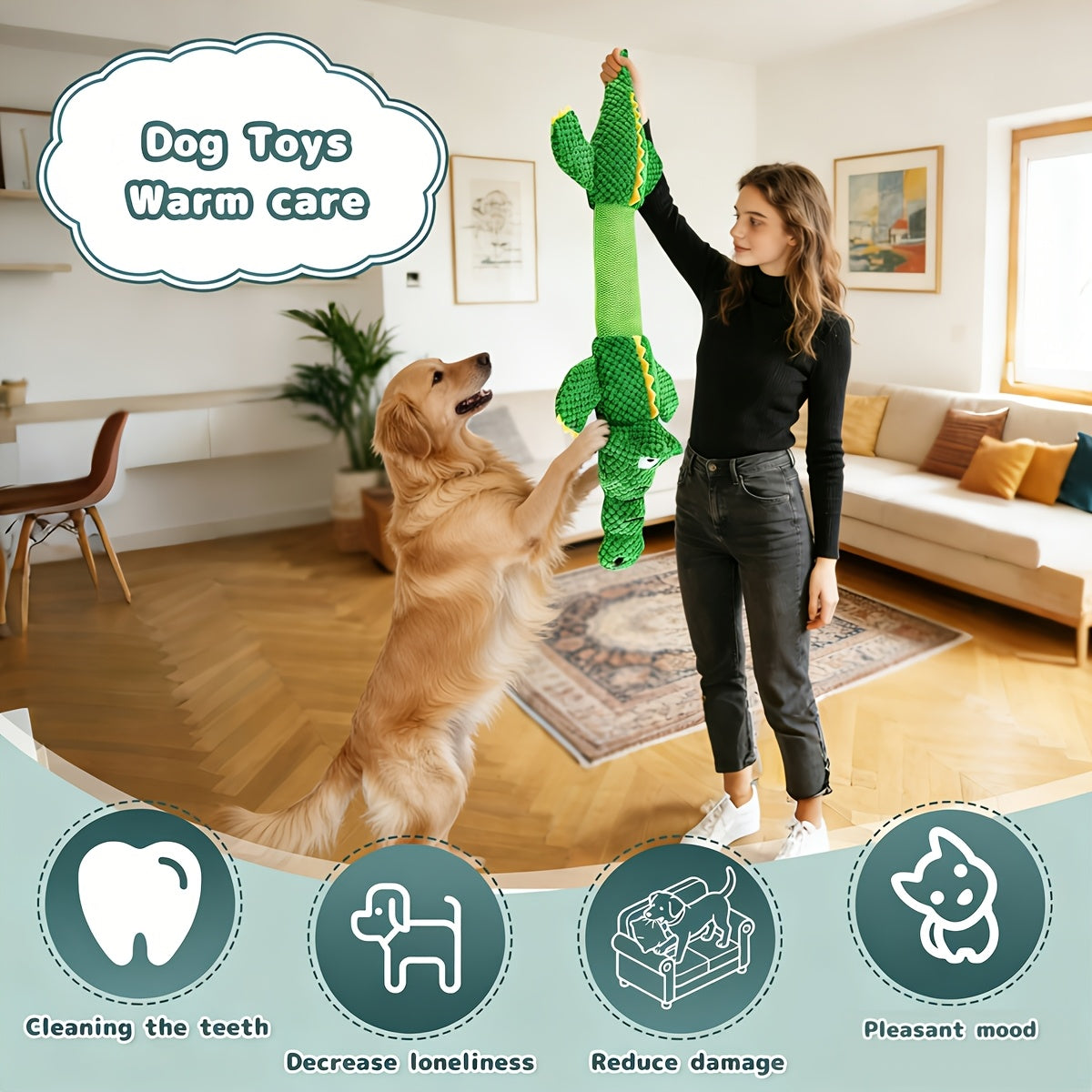 Durable Crocodile Dog Toy with Squeaker for Interactive Play