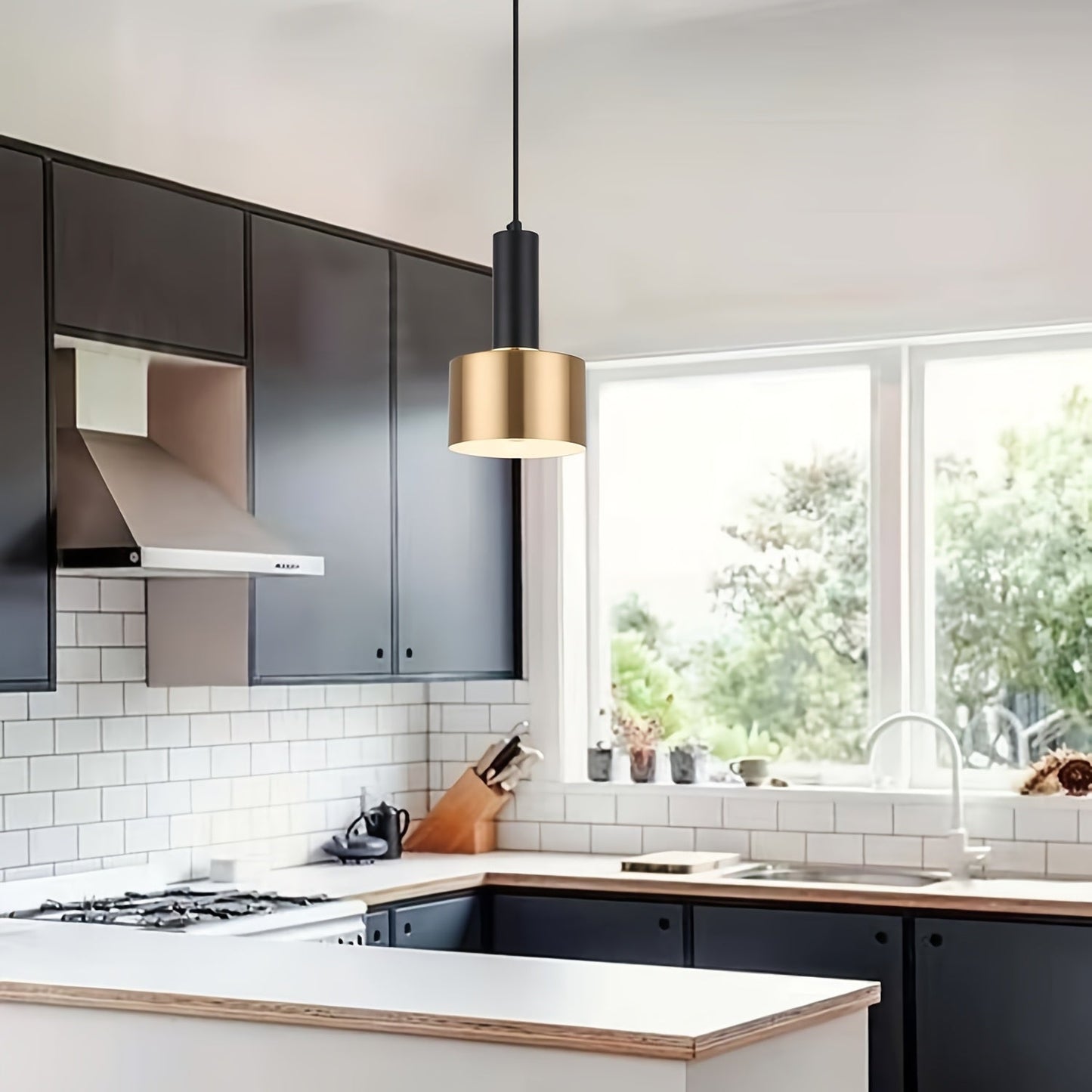 Modern Black and Gold Adjustable Pendant Light E27 Fixture