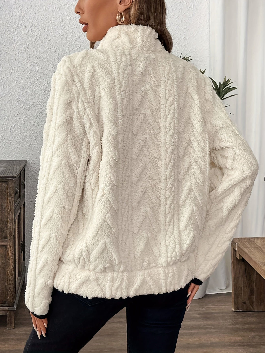 Evodia | Cosy Cable Knit Half-zip Sweater