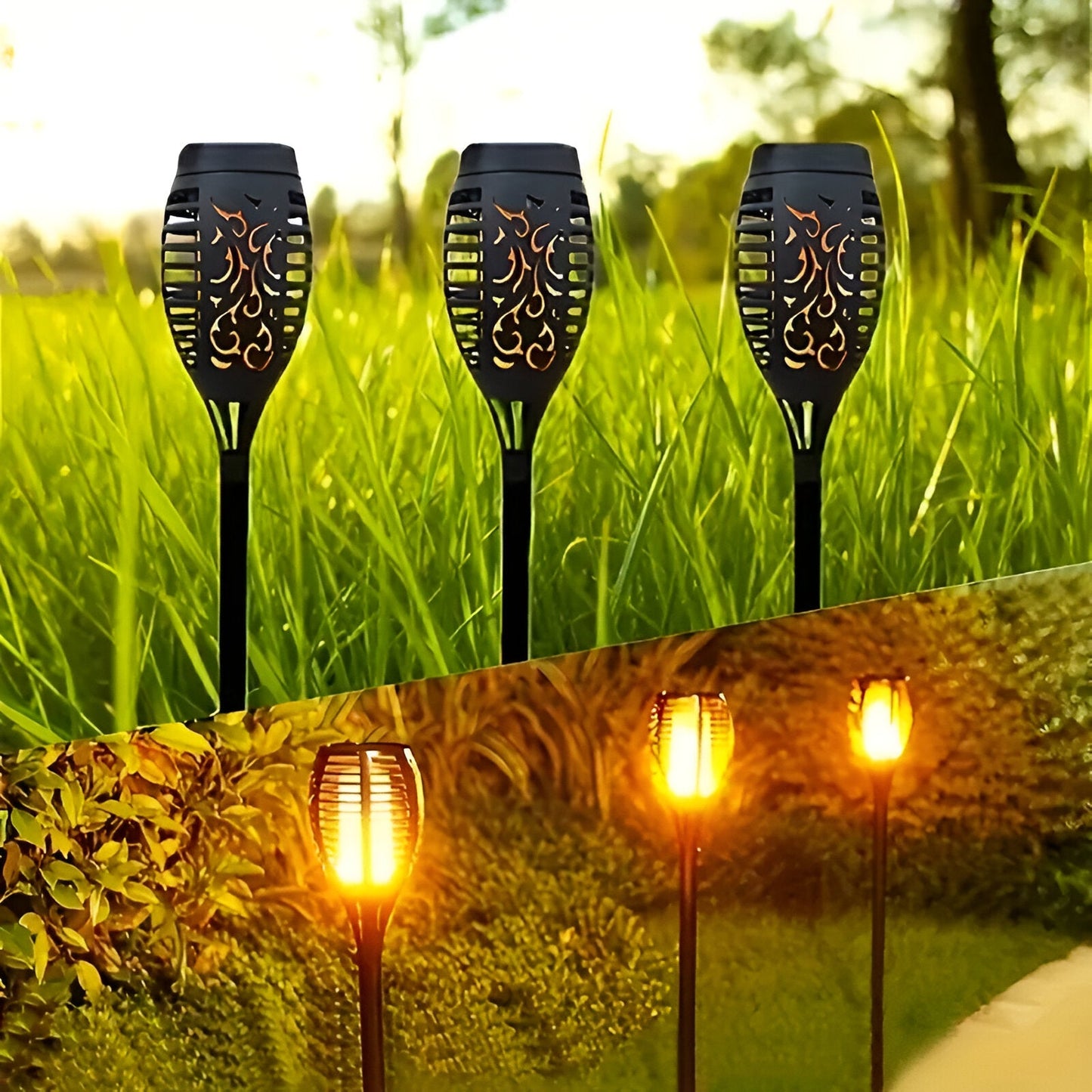 Solar-Powered Outdoor Flame Garden Light
