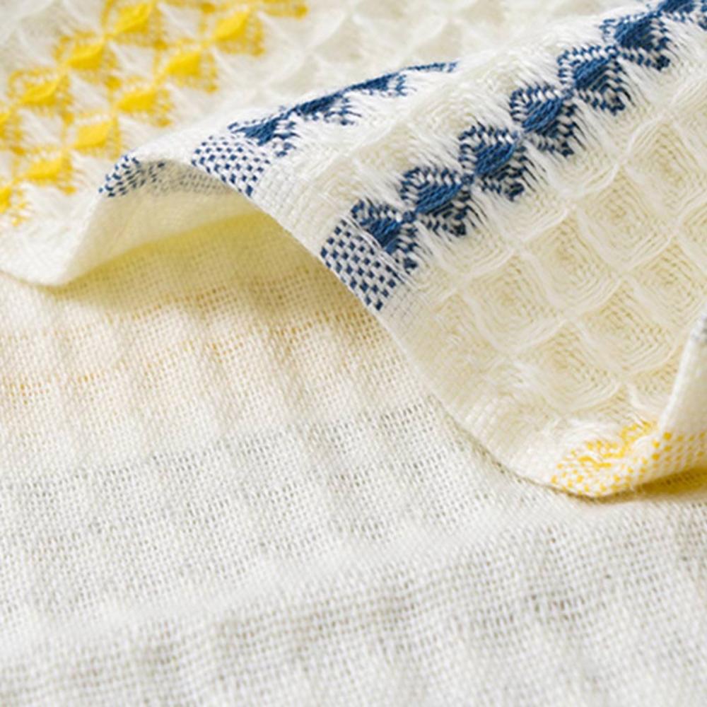Colorblock Striped Cotton Bath Towel - Soft Honeycomb Weave