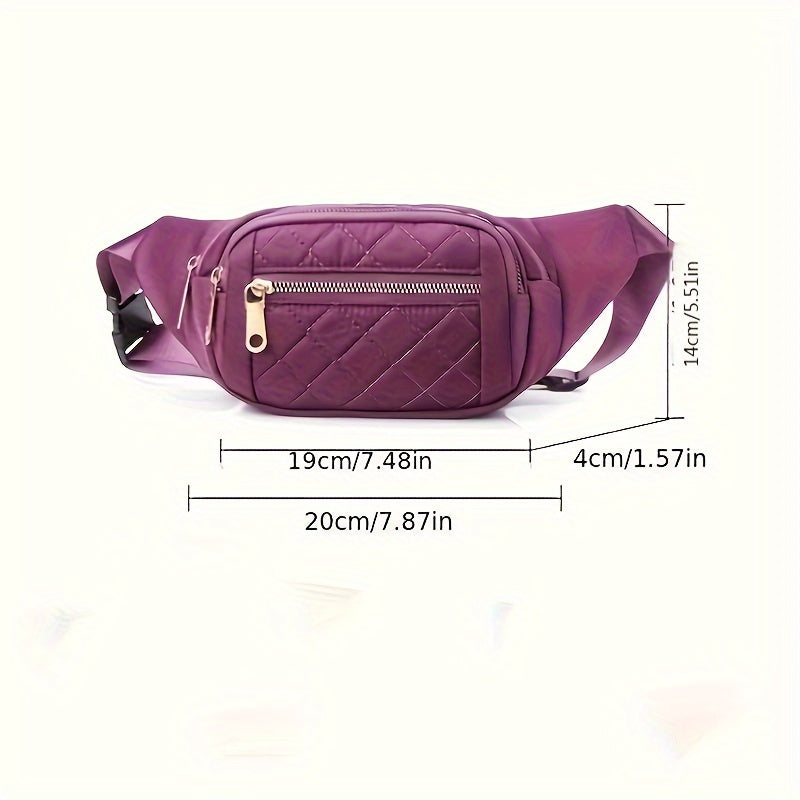 Lightweight Quilted Hip Bag for Women with Double Zippers