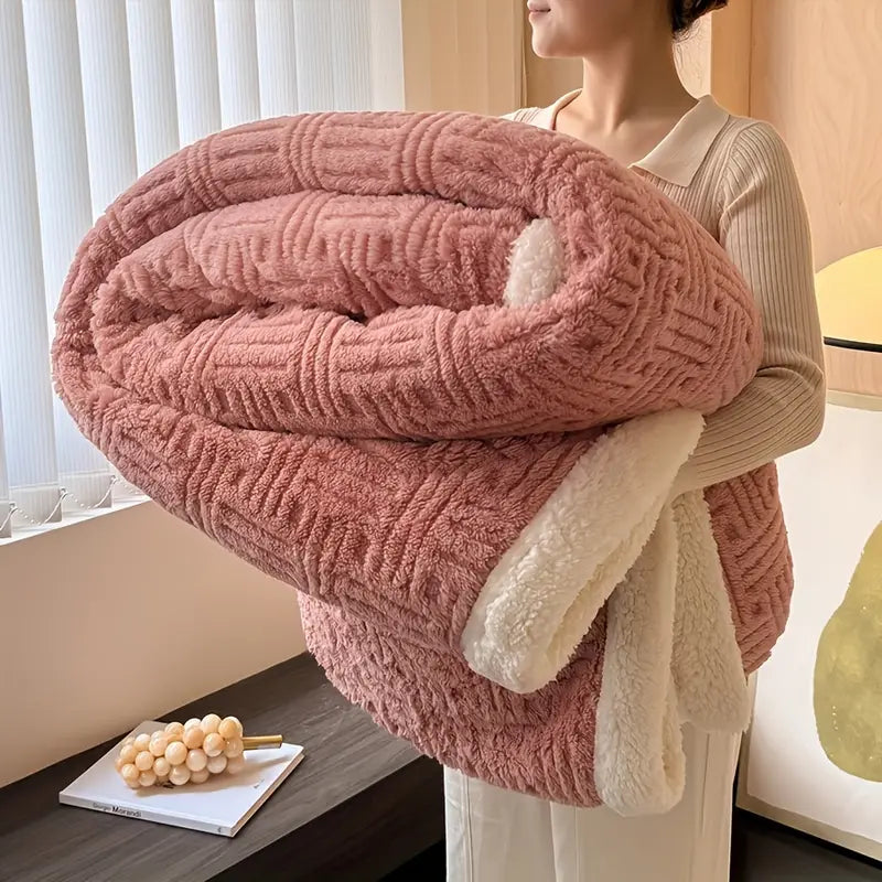 Plush Basket Weave Throw Blanket