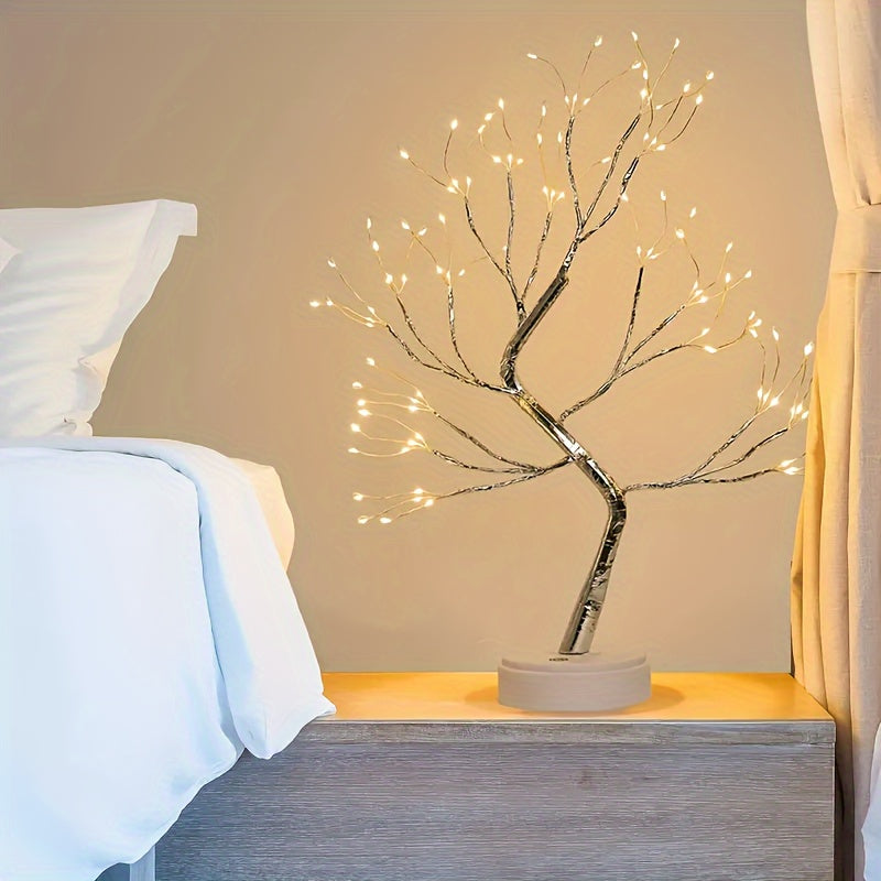 LED Bonsai Table Lamp with Touch Control and Dual Power Supply
