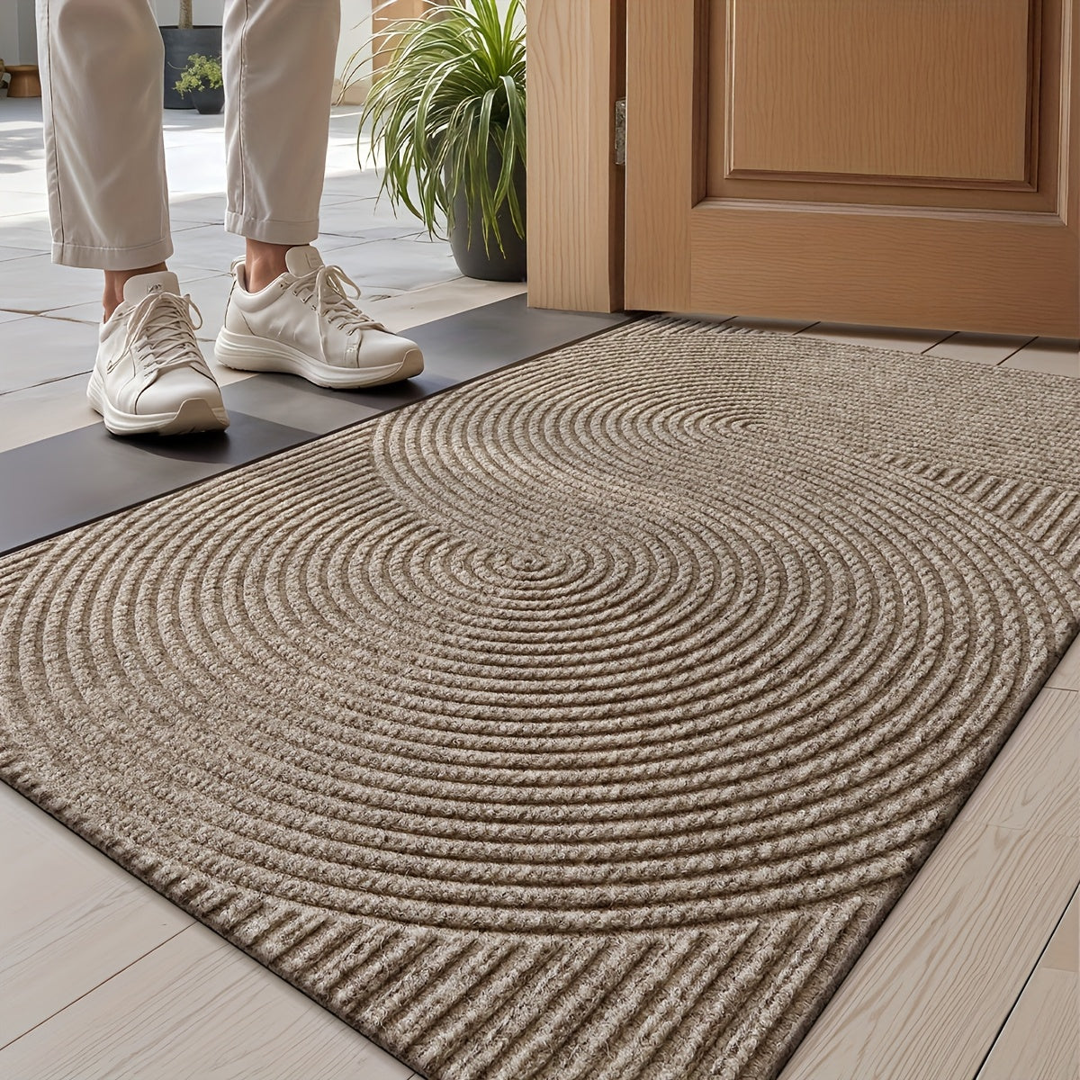 Non-Slip Geometric Entryway Rug for Indoor and Outdoor Use