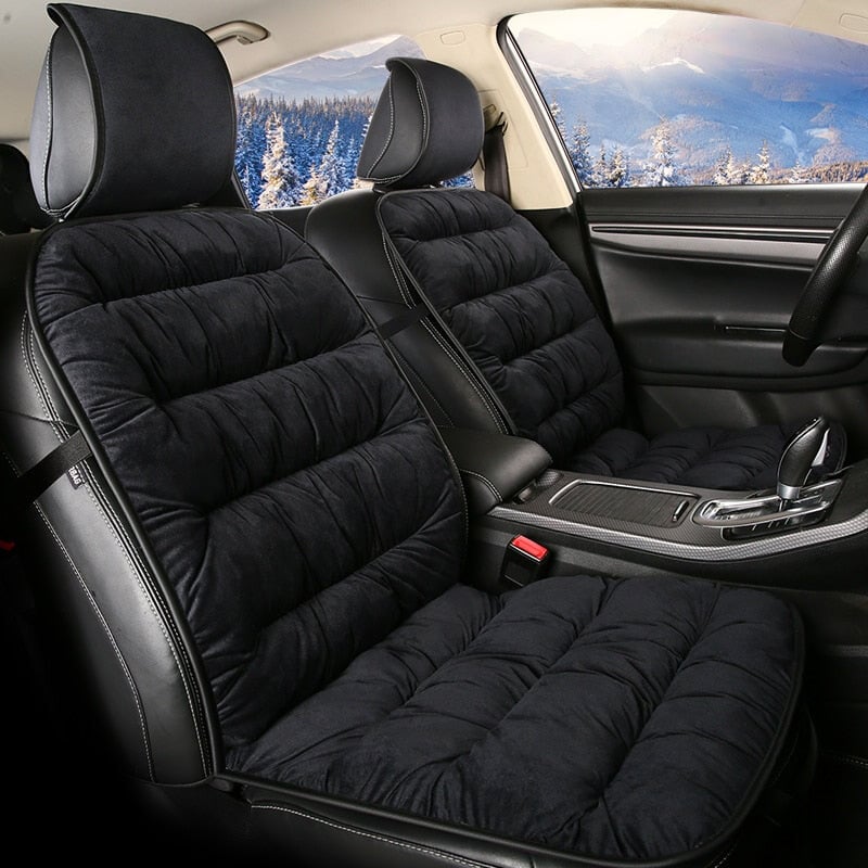 Quilted Plush Car Seat Cushion Pad with Headrest Cover