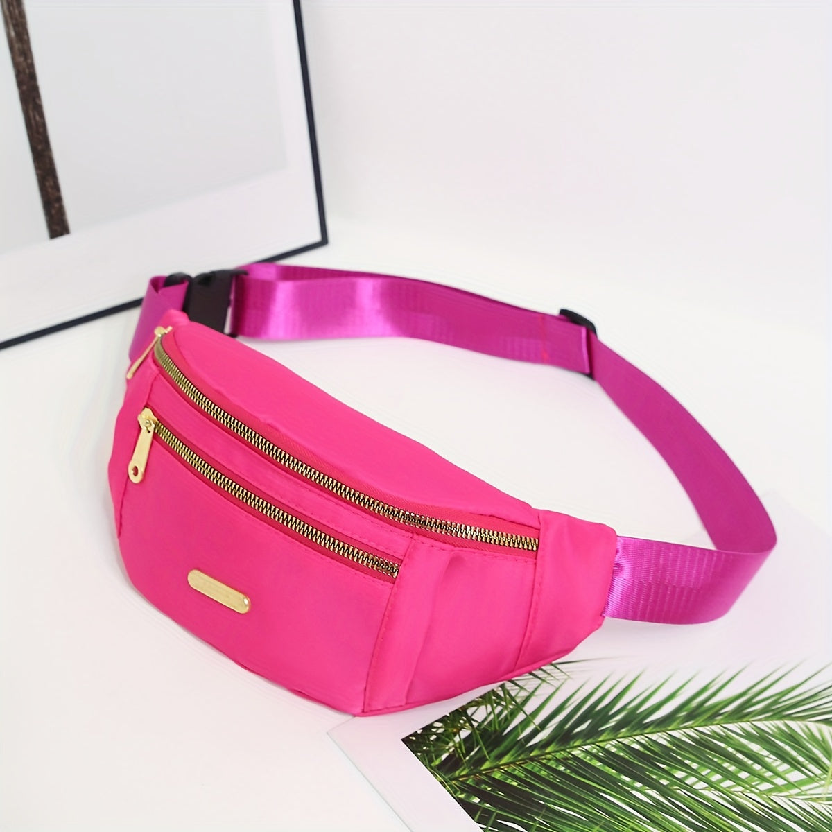 Lightweight Nylon Hip Pouch with Adjustable Strap and Zippered Pockets
