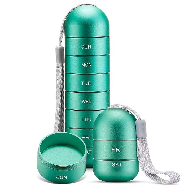 7-Day Aluminum Portable Pill Organizer with Waterproof Design