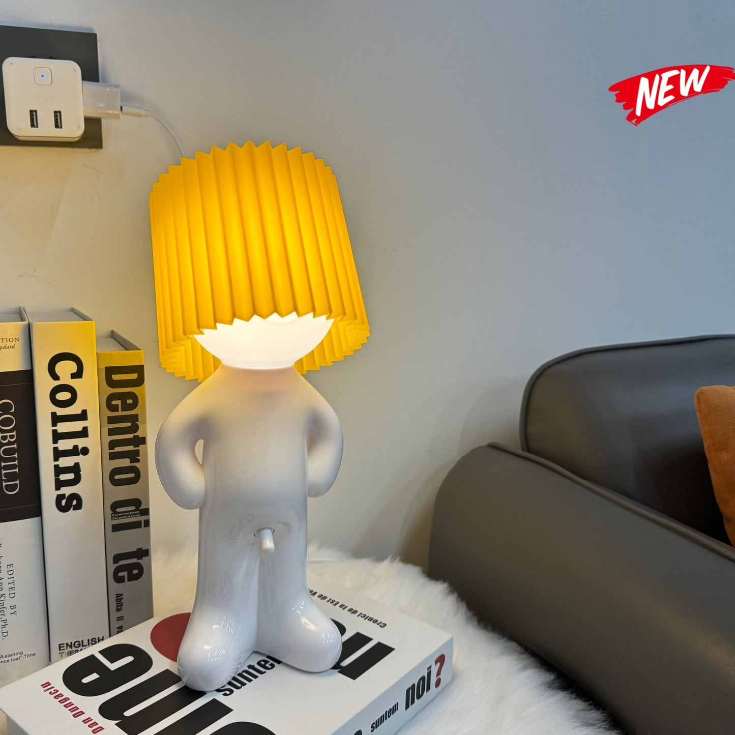 Modern Geometric USB Table Lamp with Color-Changing Light