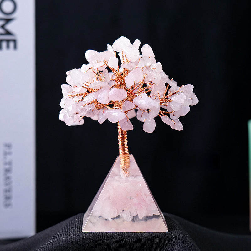 Natural Crystal Feng Shui Tree with Pyramid Base