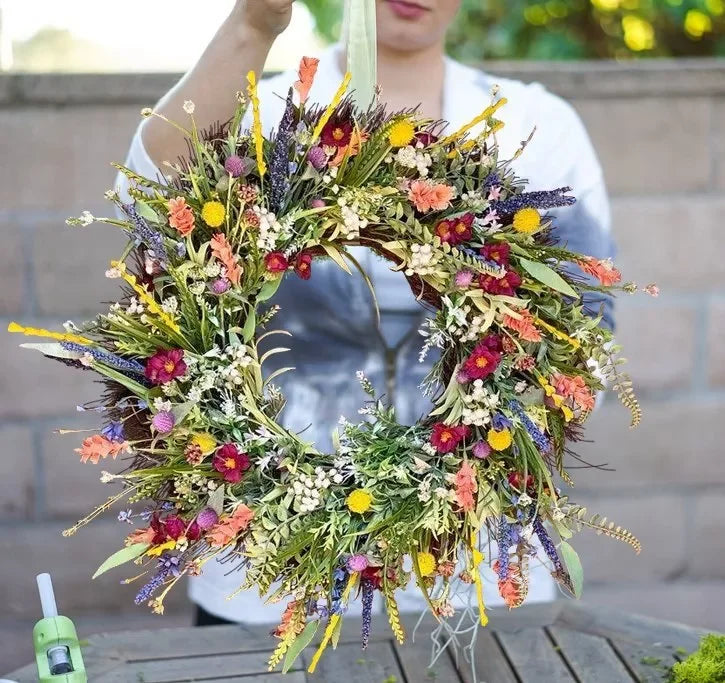 Handmade Texas Wildflower Wreath with Bluebonnets and Indian Paintbrush