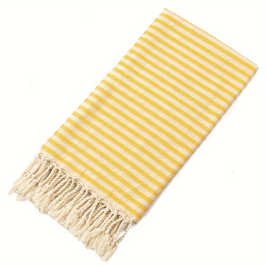 Extra Large Boho Striped Beach Towel with Fringes