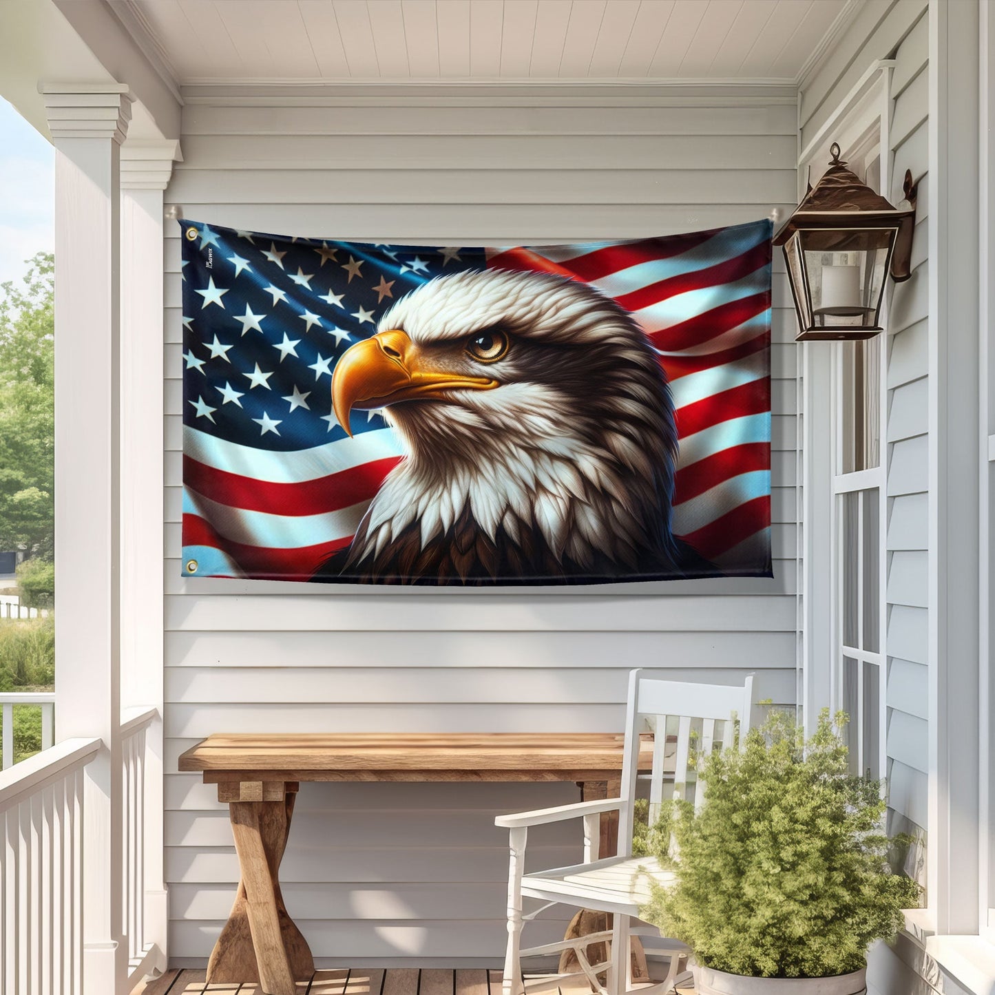 Patriotic Eagle Canvas Grommet Flag - Double-Sided, 3 Sizes Available