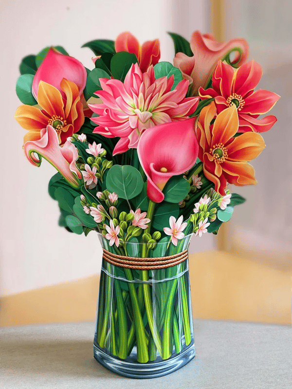 Realistic Pop-up Flower Art with Free Greeting Card