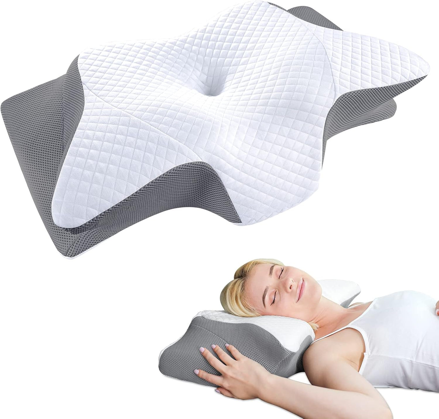 Orthopedic Contoured Memory Foam Neck Pillow with Washable Cover