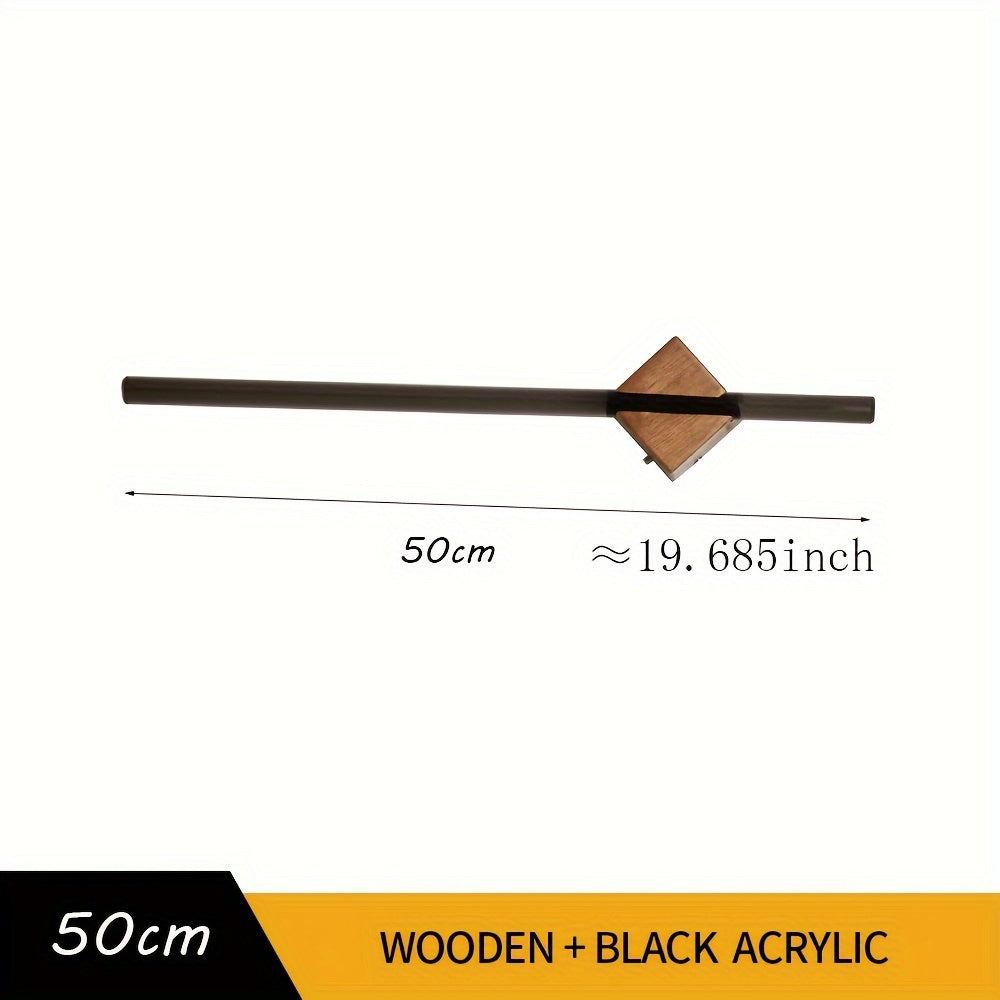 Black Acrylic Wall-Mounted Towel Bar with Wooden Base