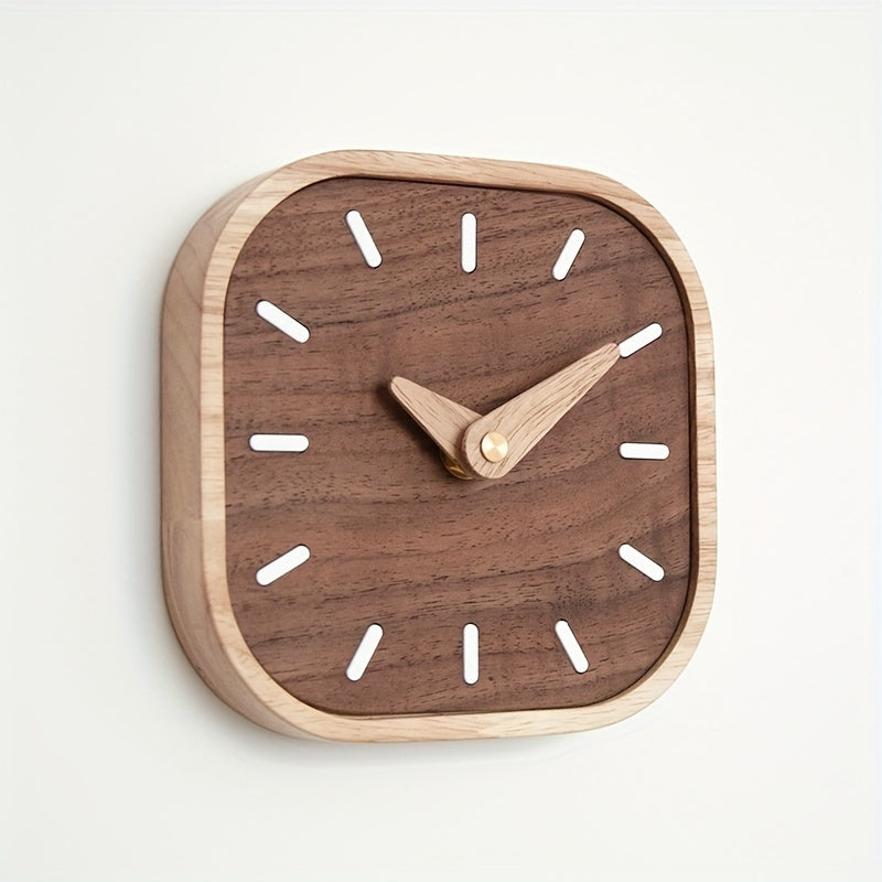 Silent Quartz Wooden Table Clock in Solid Oak and Walnut