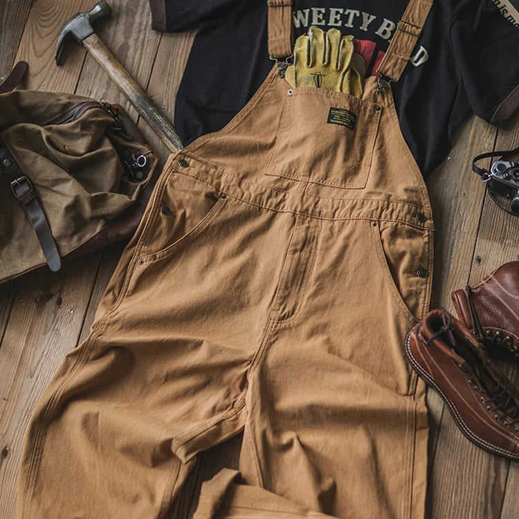Slim Fit Cotton Duck Chore Overalls with Pockets