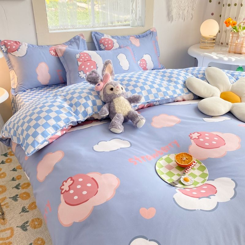 Abstract Checkered Single Bed Linen Set in Polyester