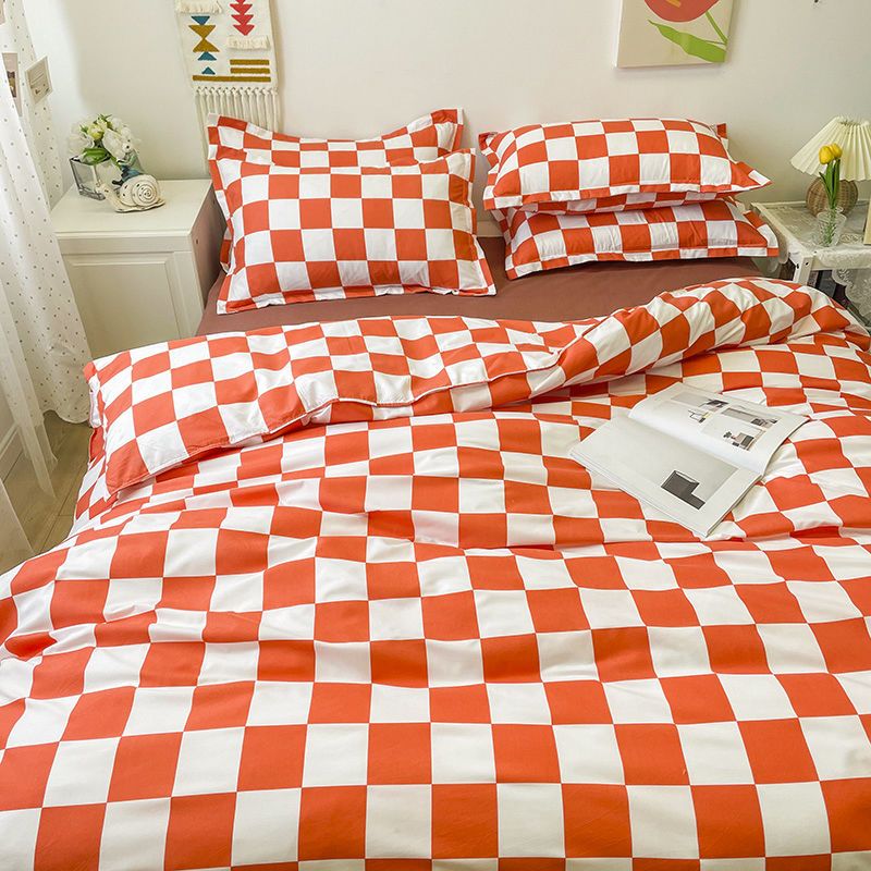 Abstract Checkered Single Bed Linen Set in Polyester