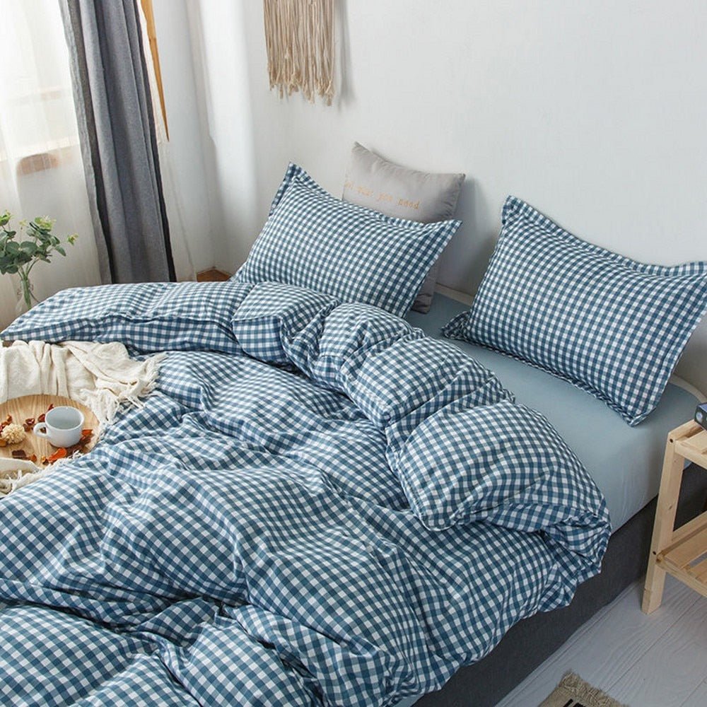 Abstract Checkered Single Bed Linen Set in Polyester
