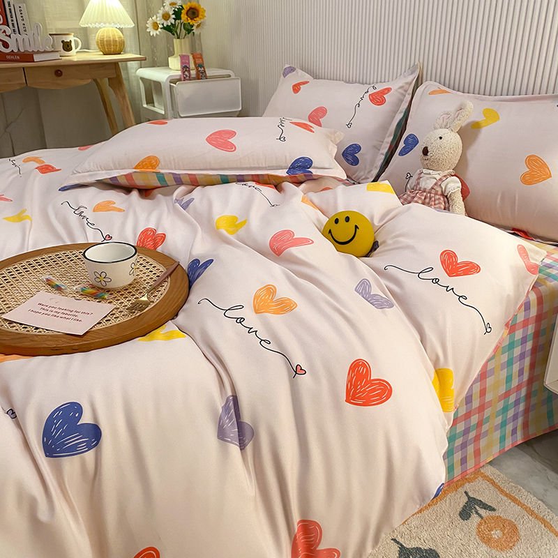 Abstract Checkered Single Bed Linen Set in Polyester