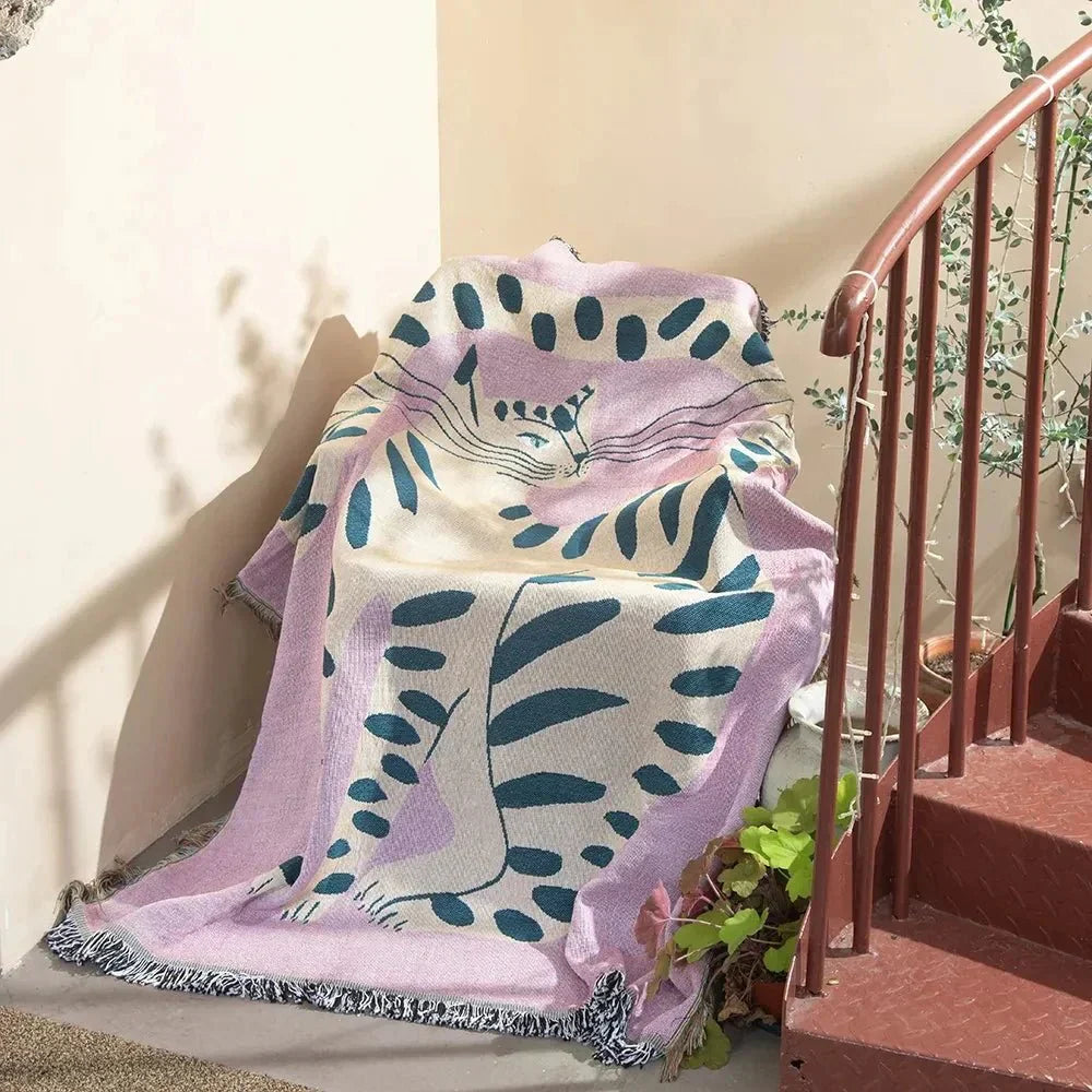 Abstract Woven Tapestry Throw Blanket