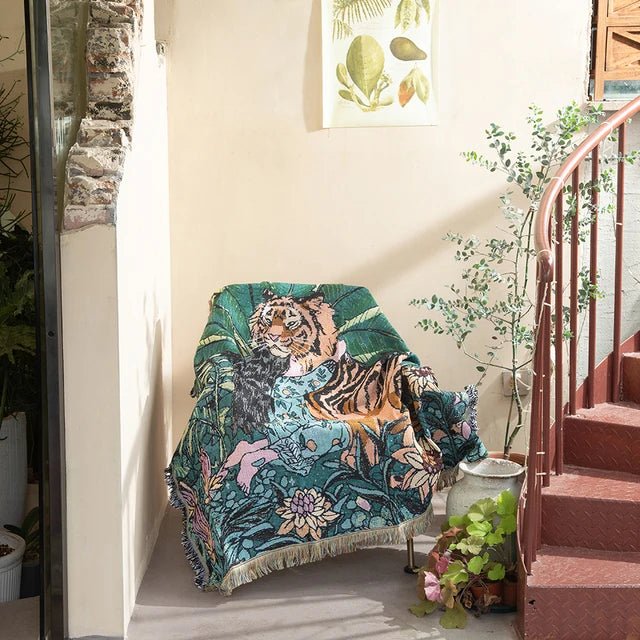 Abstract Woven Tapestry Throw Blanket
