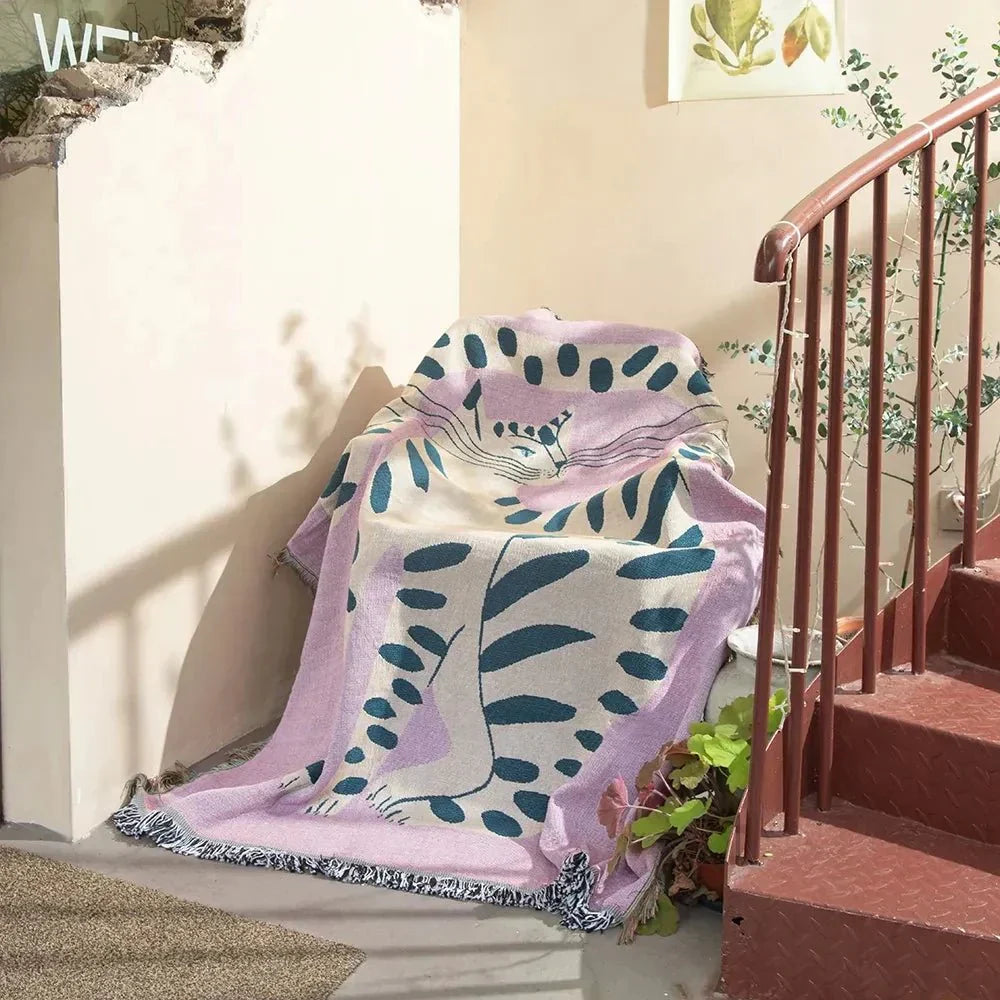 Abstract Woven Tapestry Throw Blanket