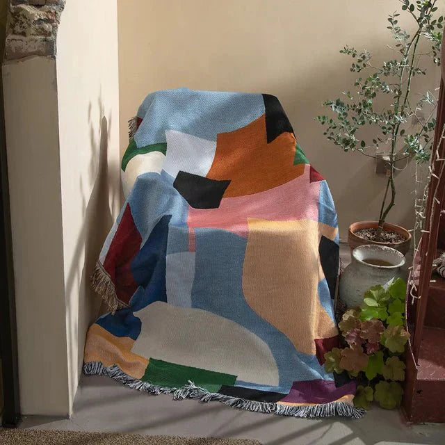 Abstract Woven Tapestry Throw Blanket