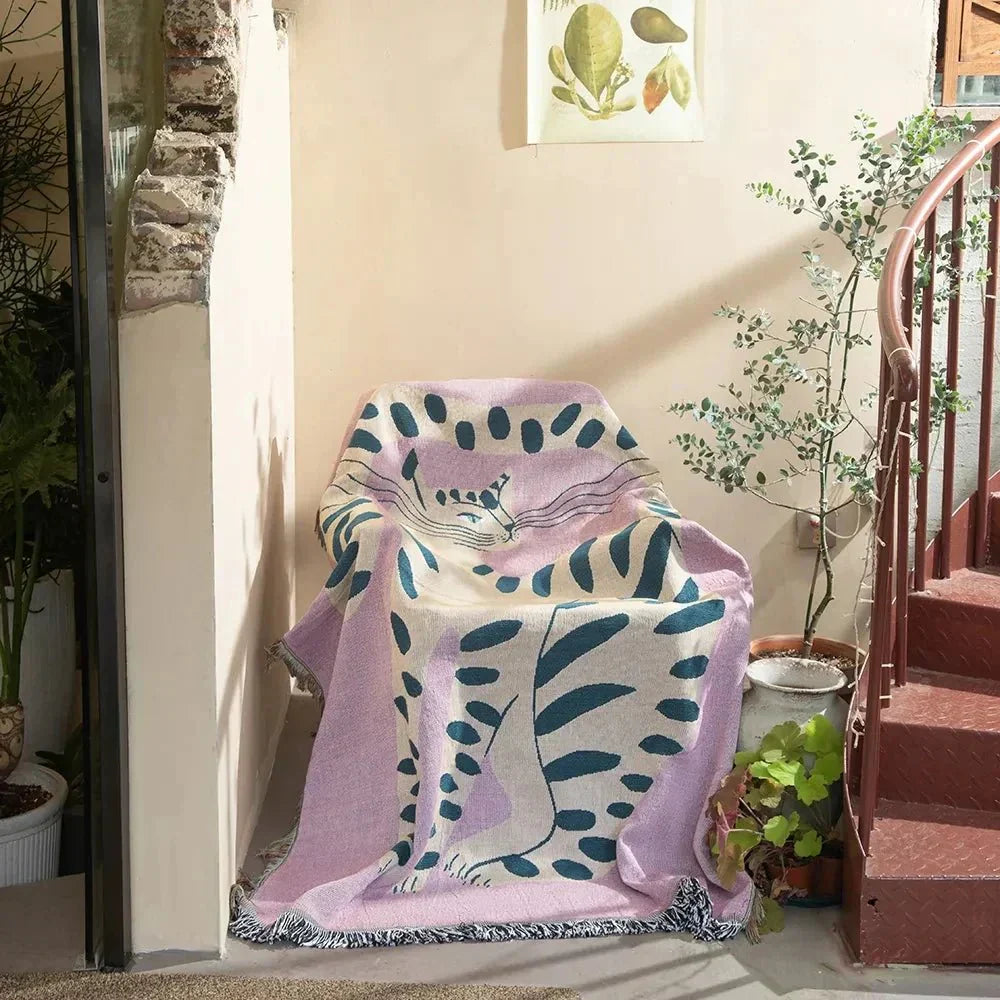 Abstract Woven Tapestry Throw Blanket