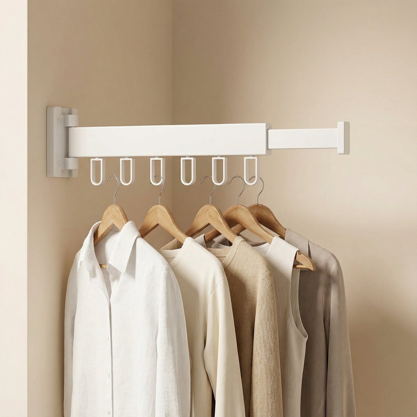 Foldable Wall-Mounted Clothes Hanger with Sturdy Stainless Steel Design