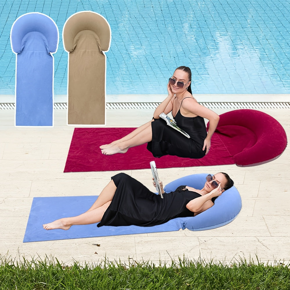 Inflatable Beach Mat with Pillow for Camping and Lounging