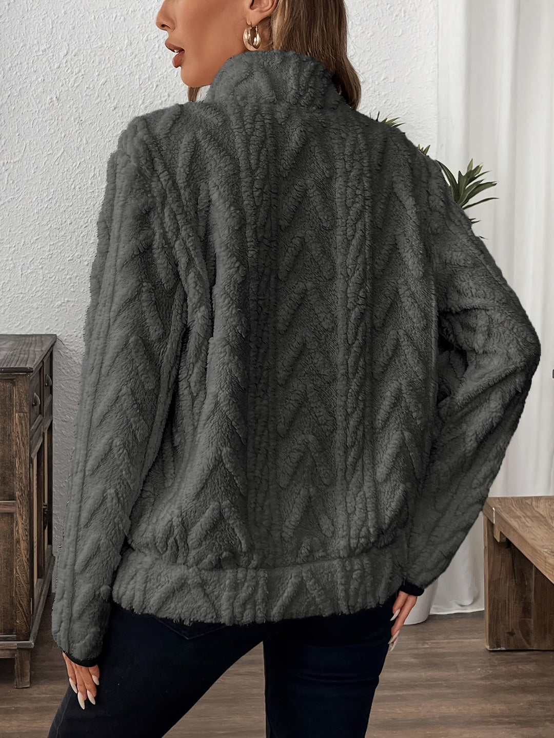 Evodia | Cosy Cable Knit Half-zip Sweater