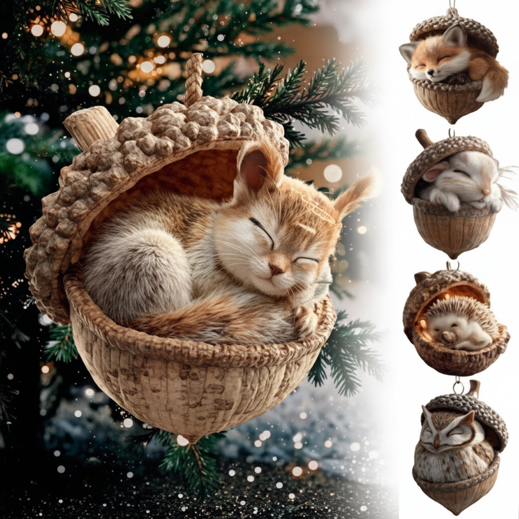 Plush Acorn Christmas Ornament - Cute Holiday Decoration