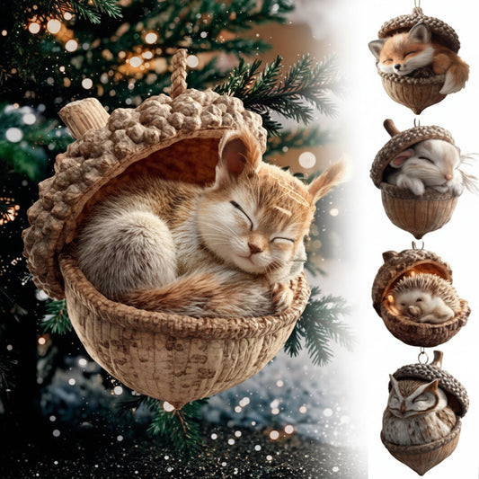 Plush Acorn Christmas Ornament - Cute Holiday Decoration