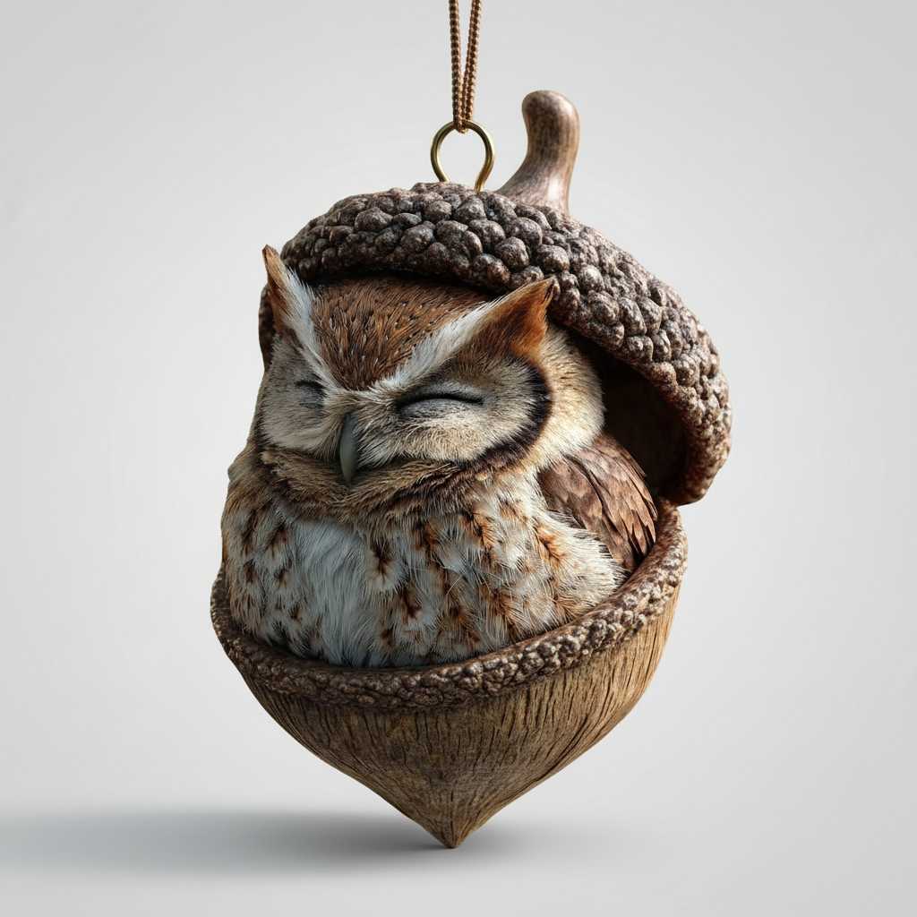 Plush Acorn Christmas Ornament - Cute Holiday Decoration