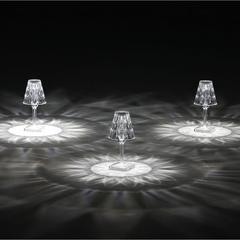 Rechargeable Crystal Table Lamp with Touch Dimmer