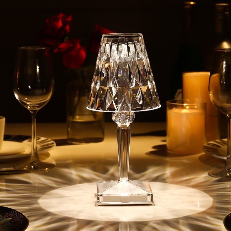 Rechargeable Crystal Table Lamp with Touch Dimmer