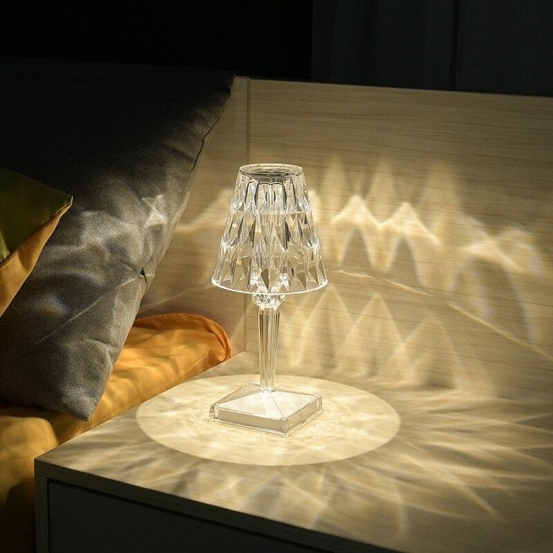 Rechargeable Crystal Table Lamp with Touch Dimmer