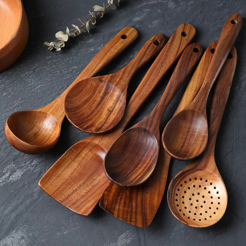 Handmade Eco-Friendly Teak Wooden Cooking Utensils Set