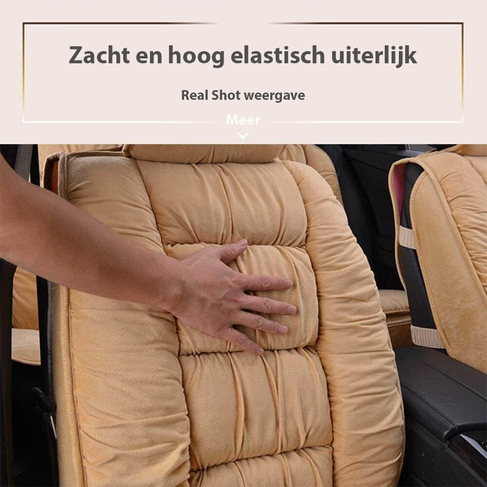 Quilted Plush Car Seat Cushion Pad with Headrest Cover