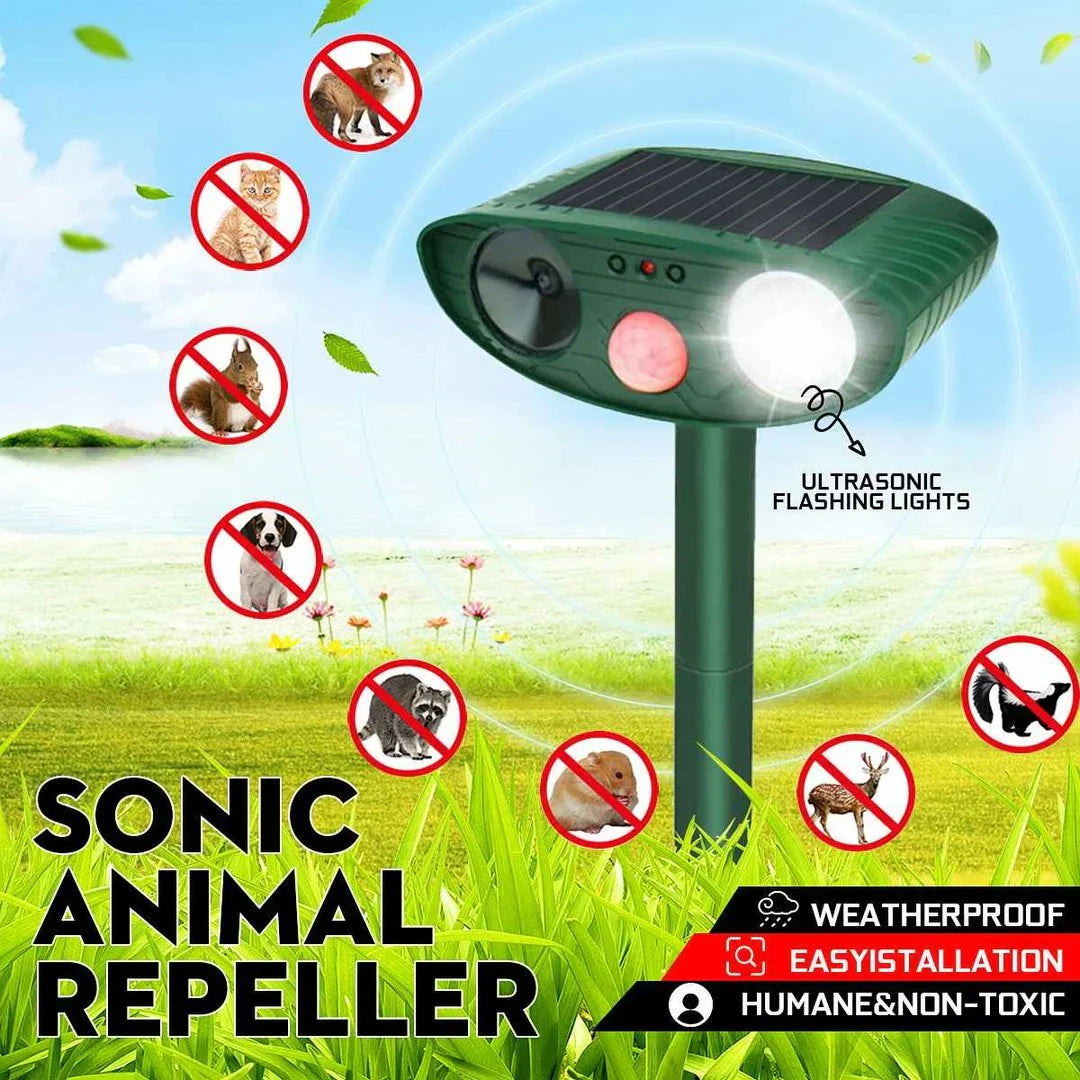 Solar Powered Ultrasonic Chipmunk Repeller with Motion Sensor