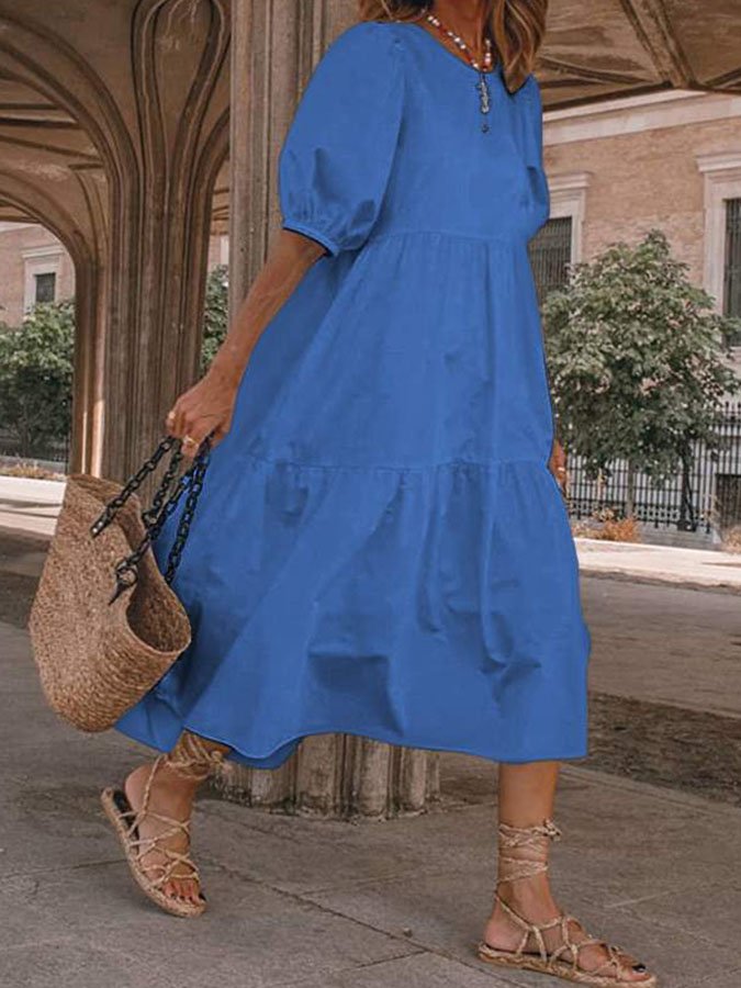 Elegant Short Sleeve Midi Dress