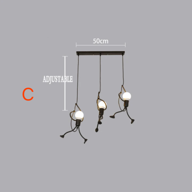 Retro Iron Man Pendant Light with Adjustable Length