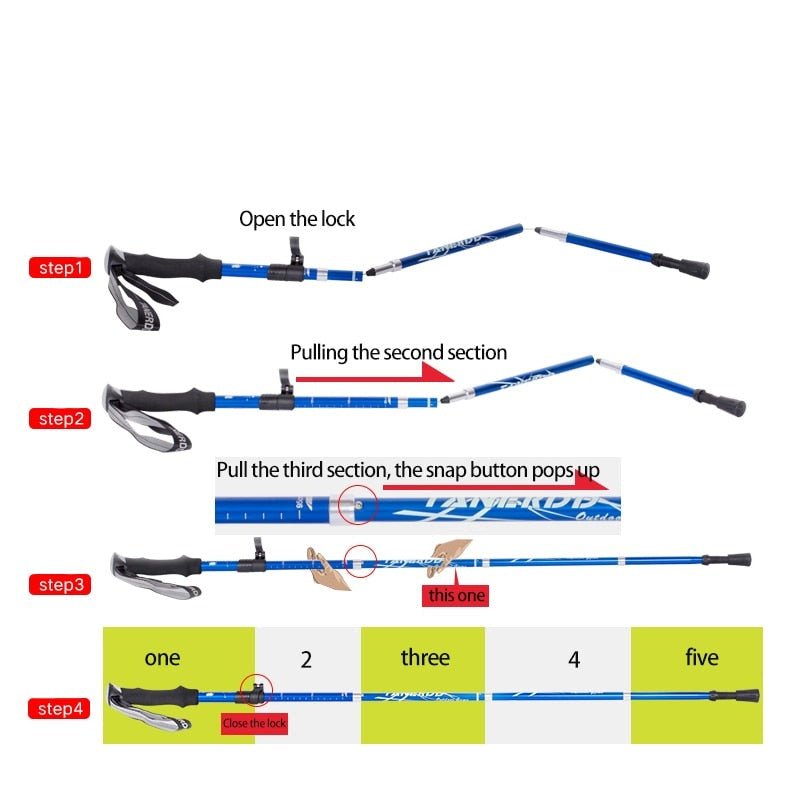 Adjustable Lightweight Trekking Poles - Foldable Hiking Support