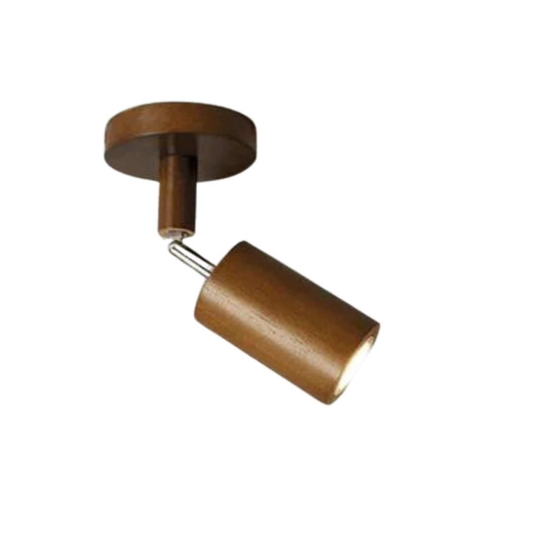 Adjustable Oak Wood Ceiling Spotlight with LED Bulb